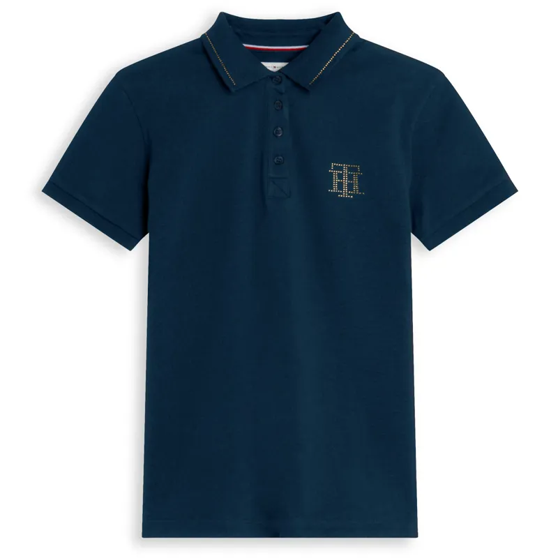 Tommy Hilfiger Ladies Rhinestone Polo Shirt - Desert Sky